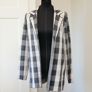 Sioni Black and White Checkered Plaid Blazer